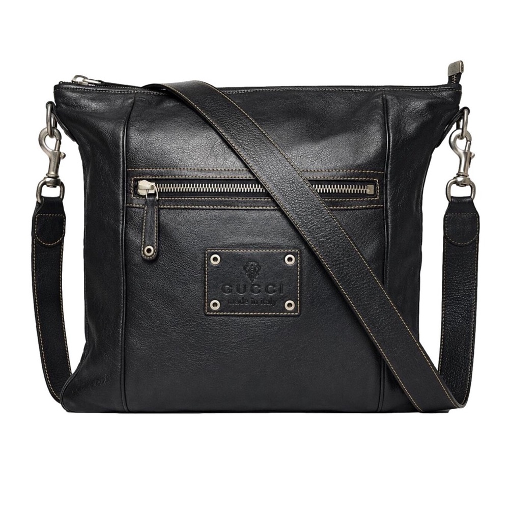 GUCCI Supreme Black Leather Oversized Hysteria Crossbody Bag GUCCI DUST BAG